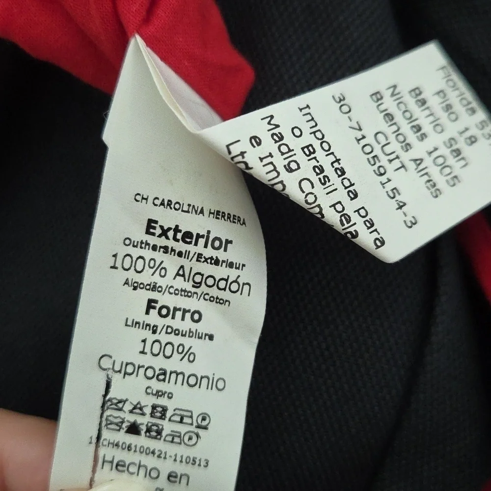 Carolina Herrera Navy 100% Cotton Sport Coat - Size 40 Red Contrast Piping